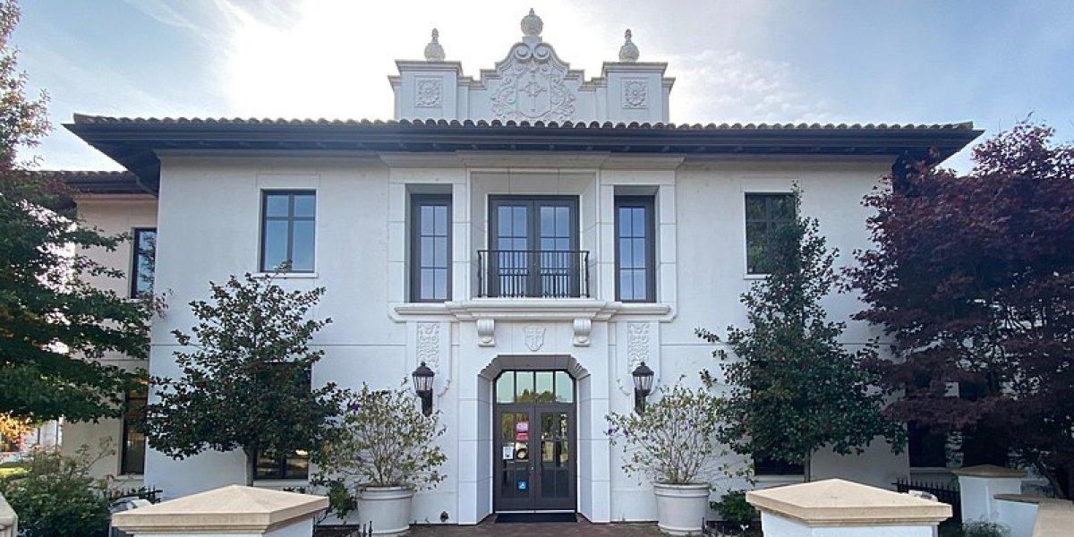 Center facing image of the entrance to Filippi Academic Hall